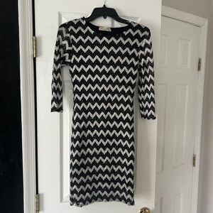 Cameo Rose Bodycon Women’s Black and Silver Beaded Dress Boho Sz M
